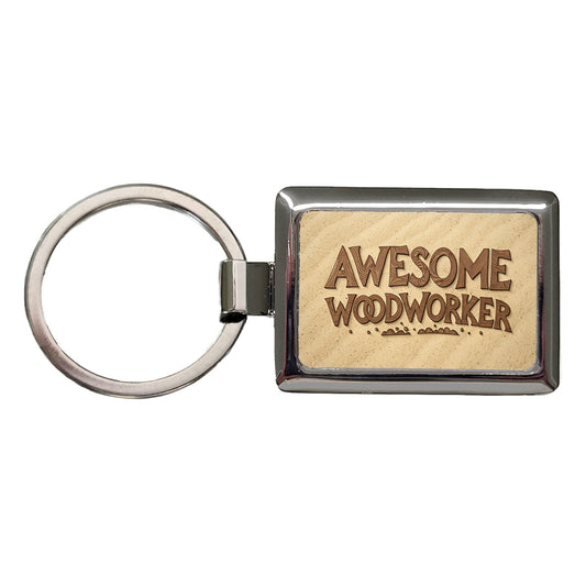 Awesome Woodworker Inspirational Carpenter Rectangle Metal Keychain