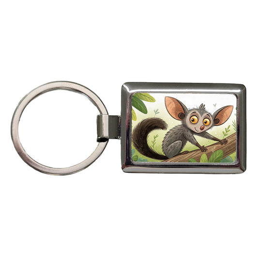 Aye Aye Children's Illustration Style Rectangle Metal Keychain