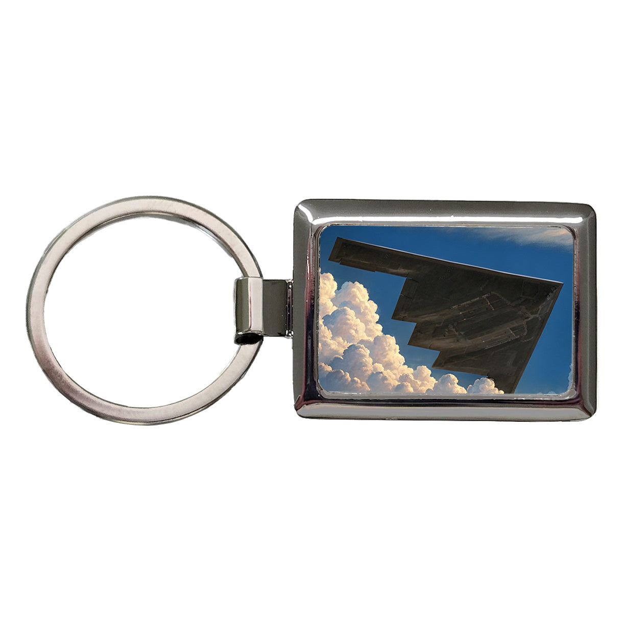B-2 Spirit Stealth Bomber Airplane In Flight Illustration Rectangle Metal Keychain