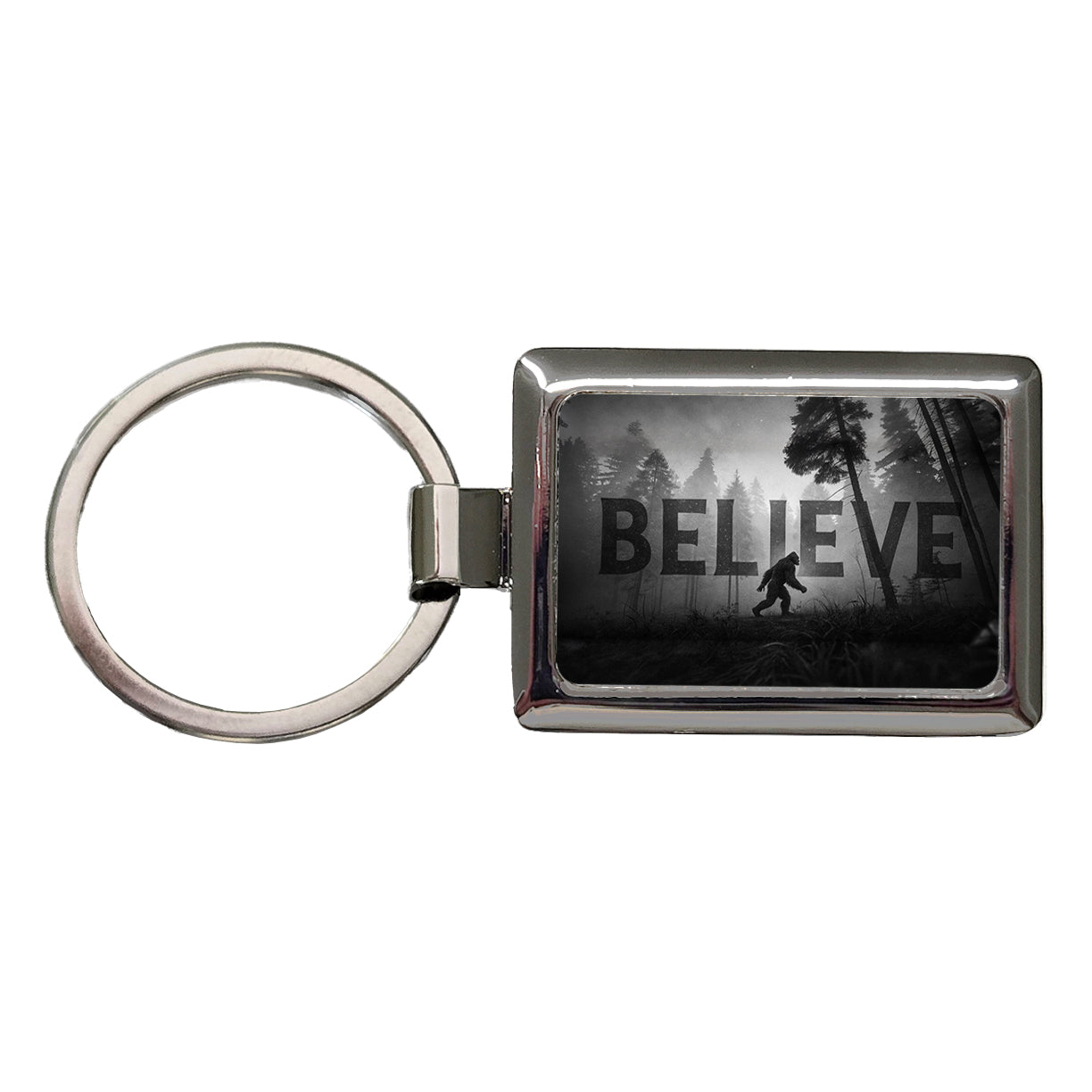 Believe Bigfoot Fantasy Creatures Rectangle Metal Keychain