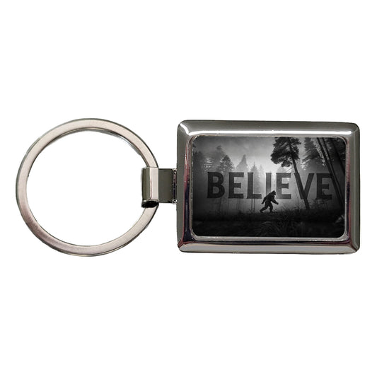Believe Bigfoot Fantasy Creatures Rectangle Metal Keychain