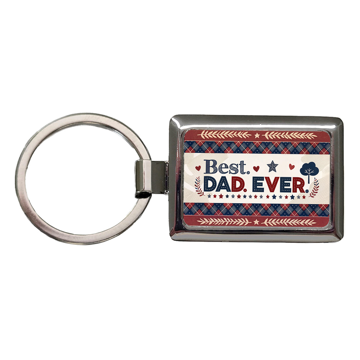 Best Dad Ever Plaid Father's Day Rectangle Metal Keychain