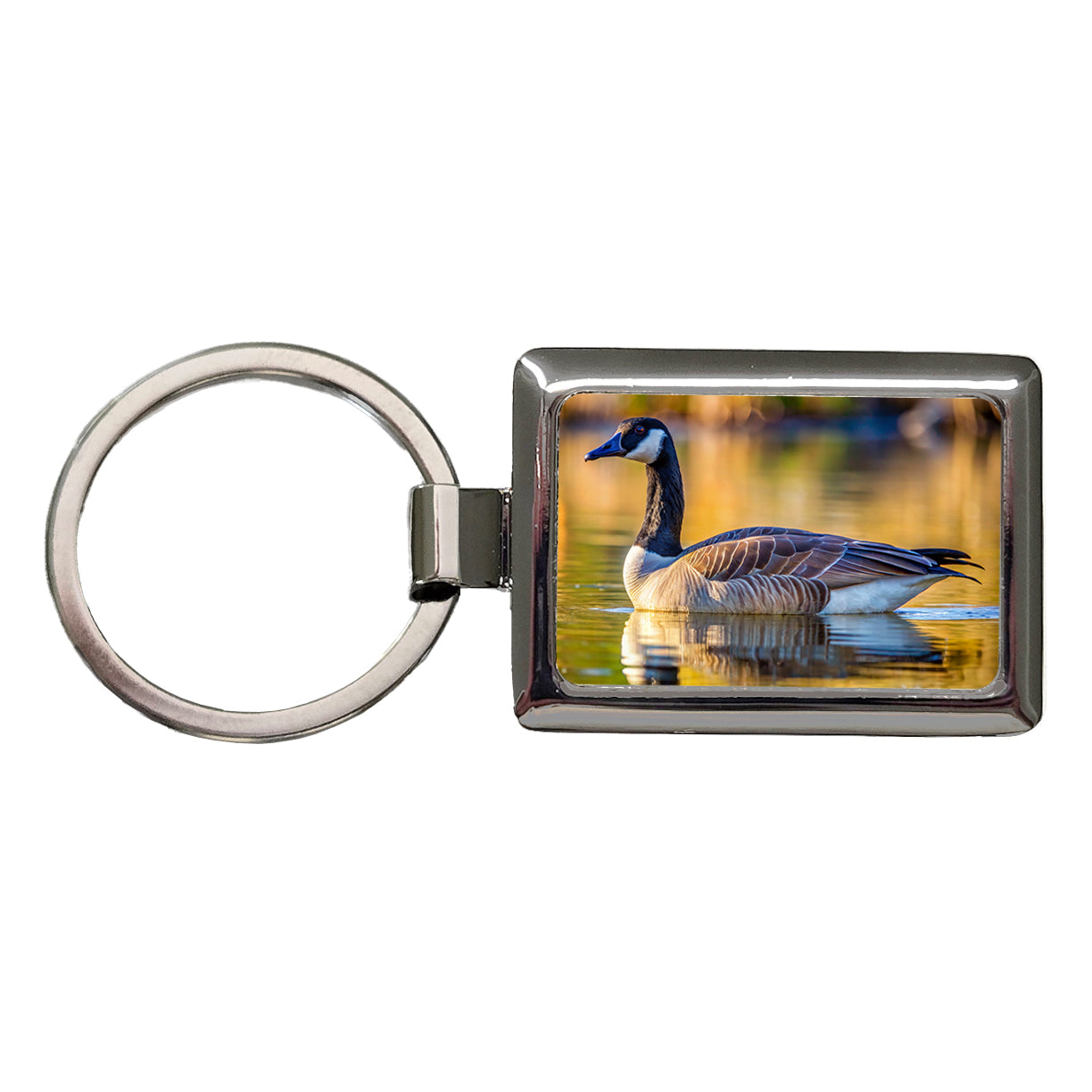 Canada Canadian Goose on Lake Rectangle Metal Keychain
