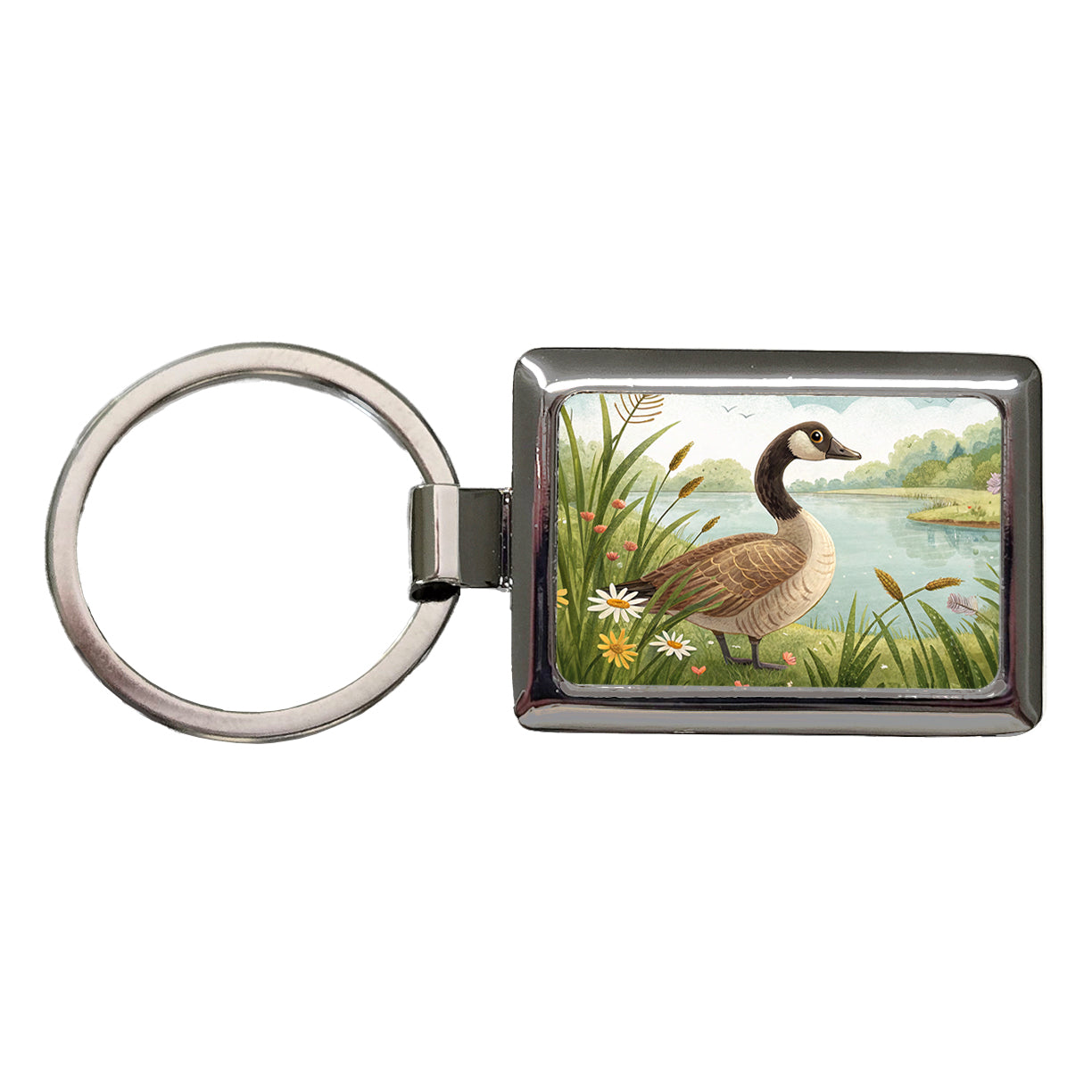 Canadian Canada Goose Children's Illustration Style Rectangle Metal Keychain