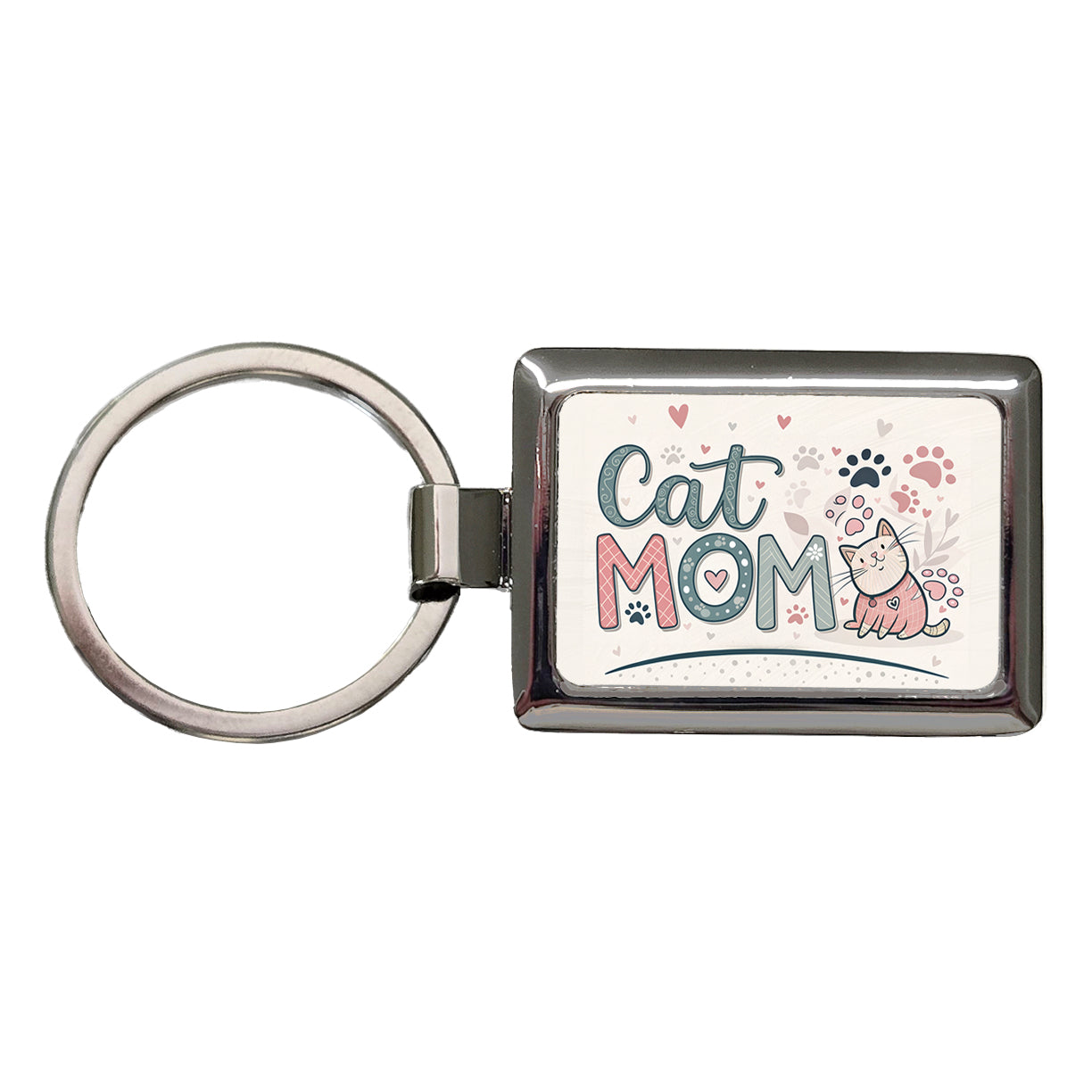 Cat Mom Cute Rectangle Metal Keychain