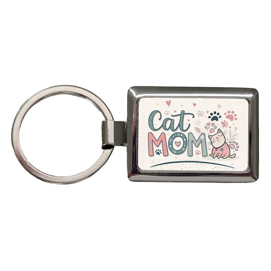 Cat Mom Cute Rectangle Metal Keychain