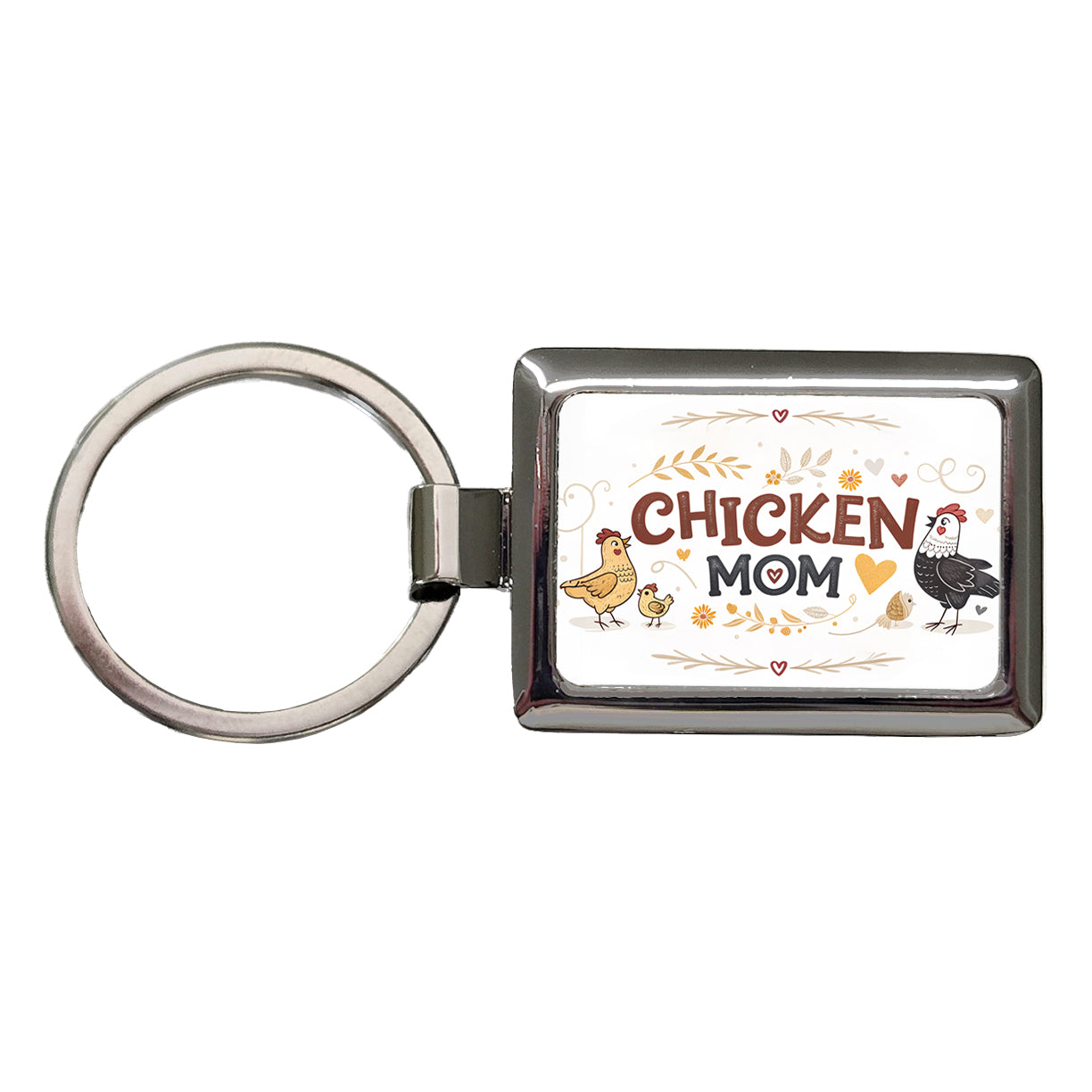 Chicken Mom Cute Funny Rectangle Metal Keychain