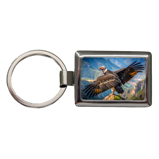 Condor on Mountain Top Rectangle Metal Keychain