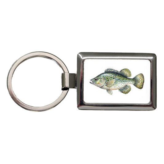 Crappie Fish Watercolor Illustration Rectangle Metal Keychain