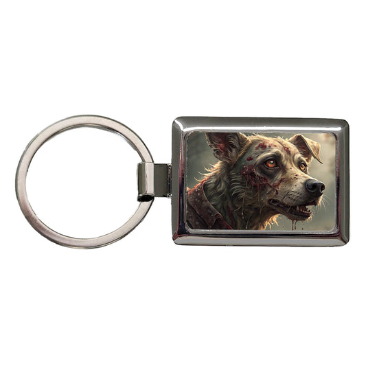 Dog Zombie Creepy Scary Halloween Rectangle Metal Keychain