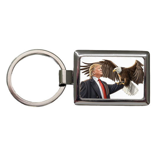 Donald Trump Holding A Bald Eagle Funny Rectangle Metal Keychain