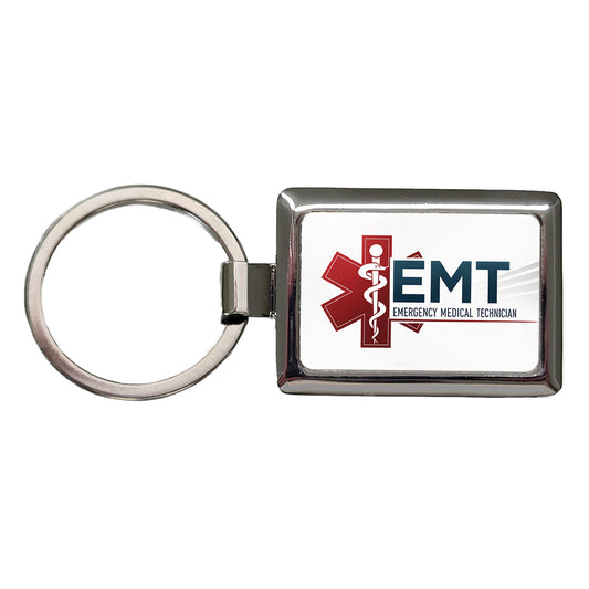 EMT Emergency Medical Technician Rectangle Metal Keychain
