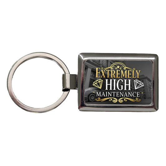 Extremely High Maintenance Funny Gold Diamonds Rectangle Metal Keychain