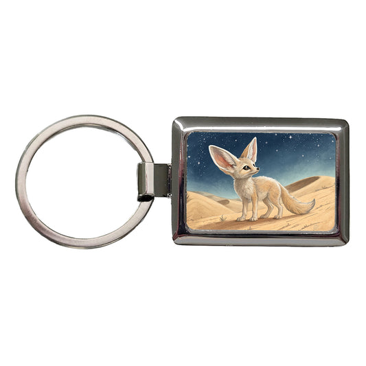 Fennec Fox Illustration Rectangle Metal Keychain