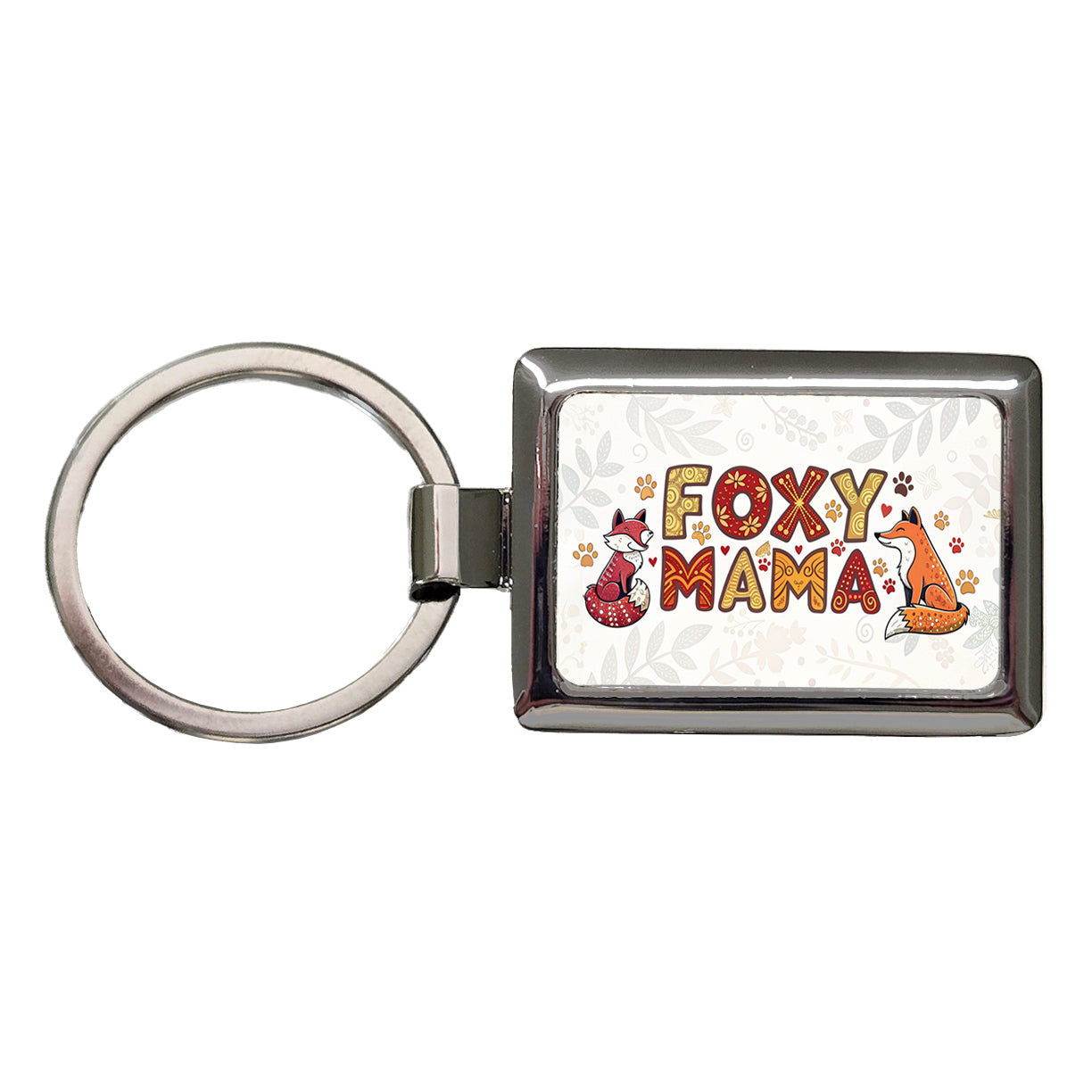 Foxy Mama Cute Fox Foxes Theme Rectangle Metal Keychain
