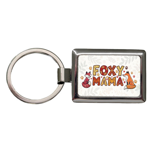 Foxy Mama Cute Fox Foxes Theme Rectangle Metal Keychain