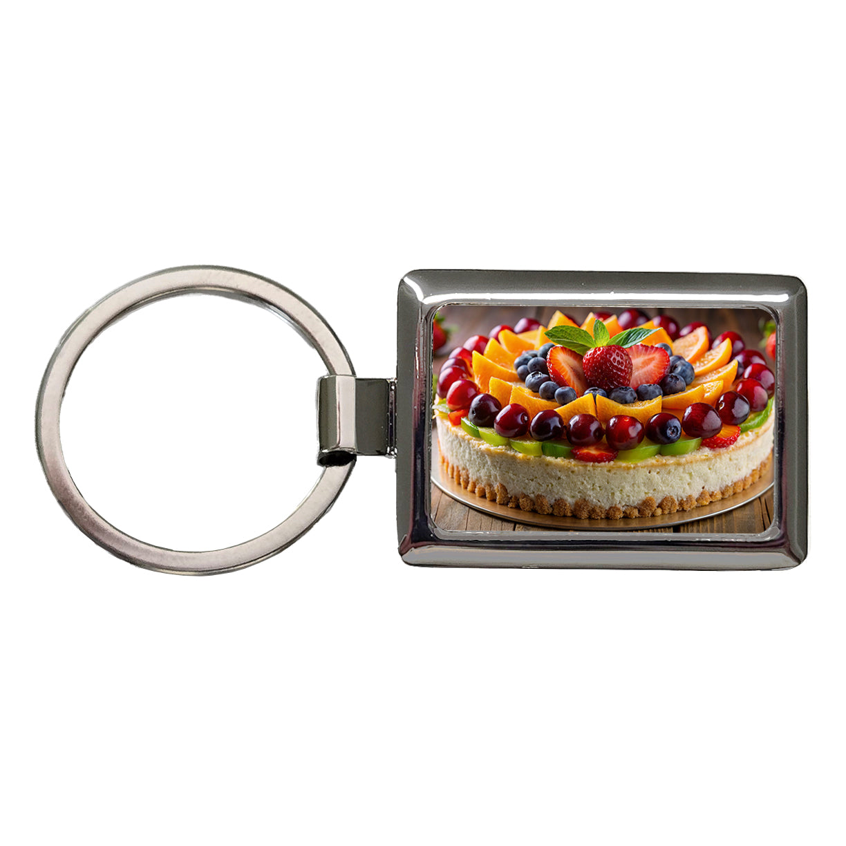 Fruitcake Fruit Cake Dessert Photo Rectangle Metal Keychain