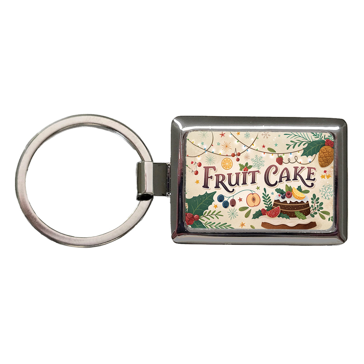 Fruitcake Holiday Fruit Cake Rectangle Metal Keychain
