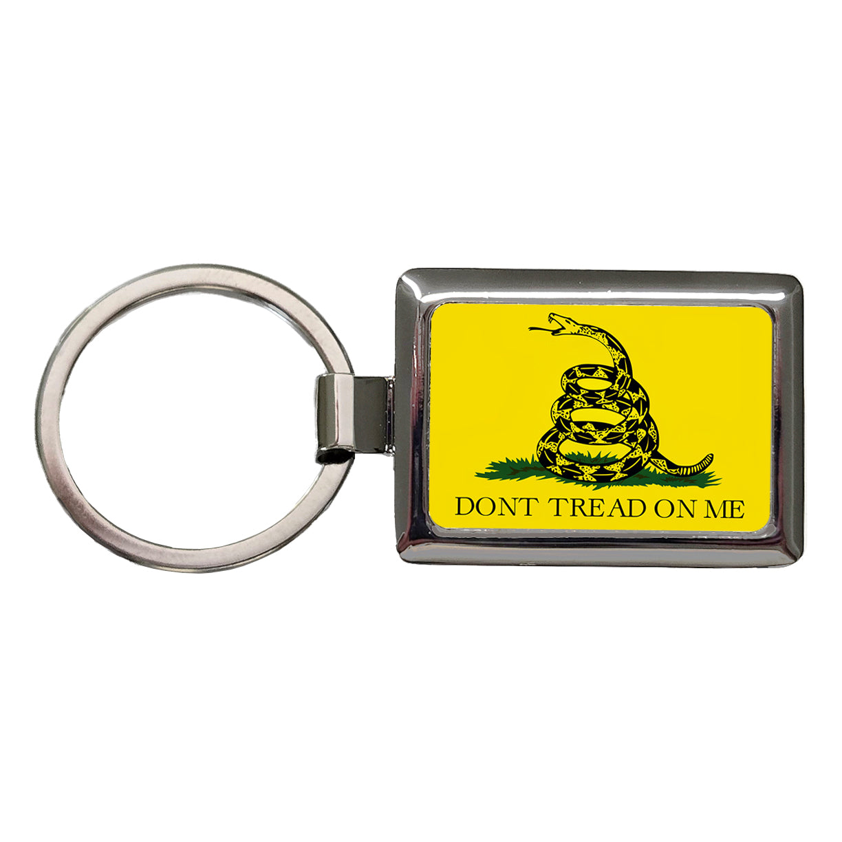 Gadsden Flag Don't Tread On Me Rattlesnake Rectangle Metal Keychain