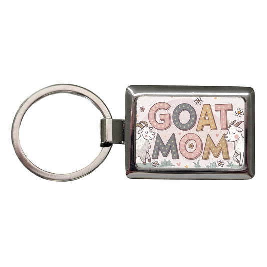 Goat Mom Cute Funny Rectangle Metal Keychain