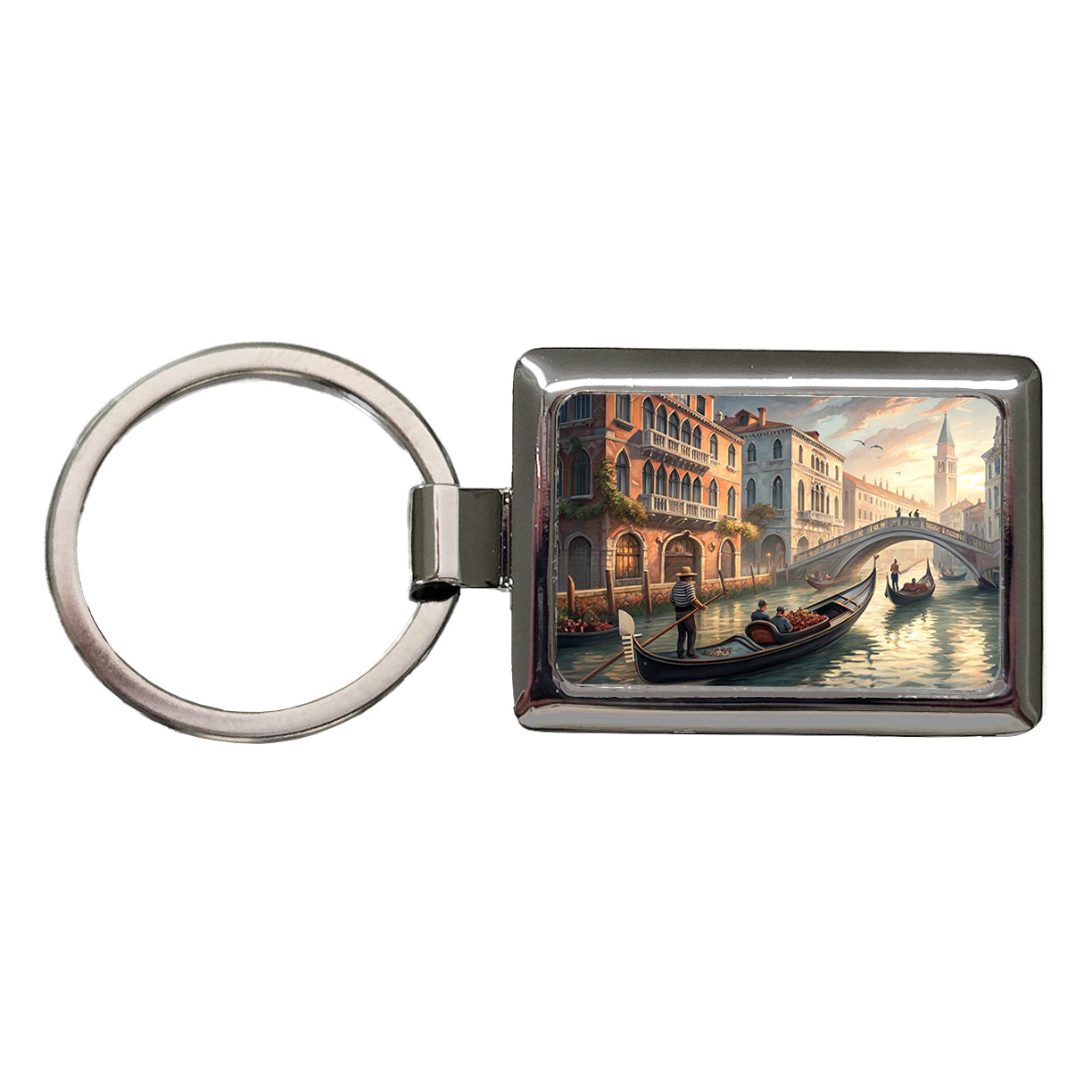Gondolas on Canal Venice Italy Rectangle Metal Keychain