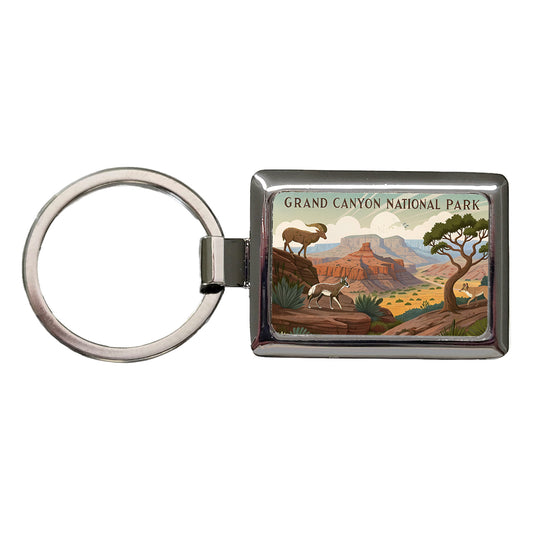 Grand Canyon National Park Animals Rectangle Metal Keychain