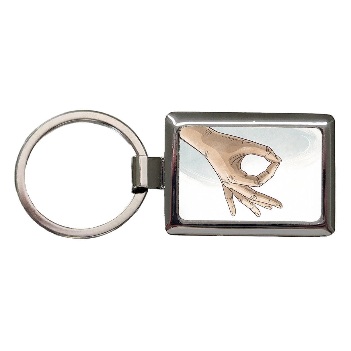 Hand Forming The Circle Game Rectangle Metal Keychain