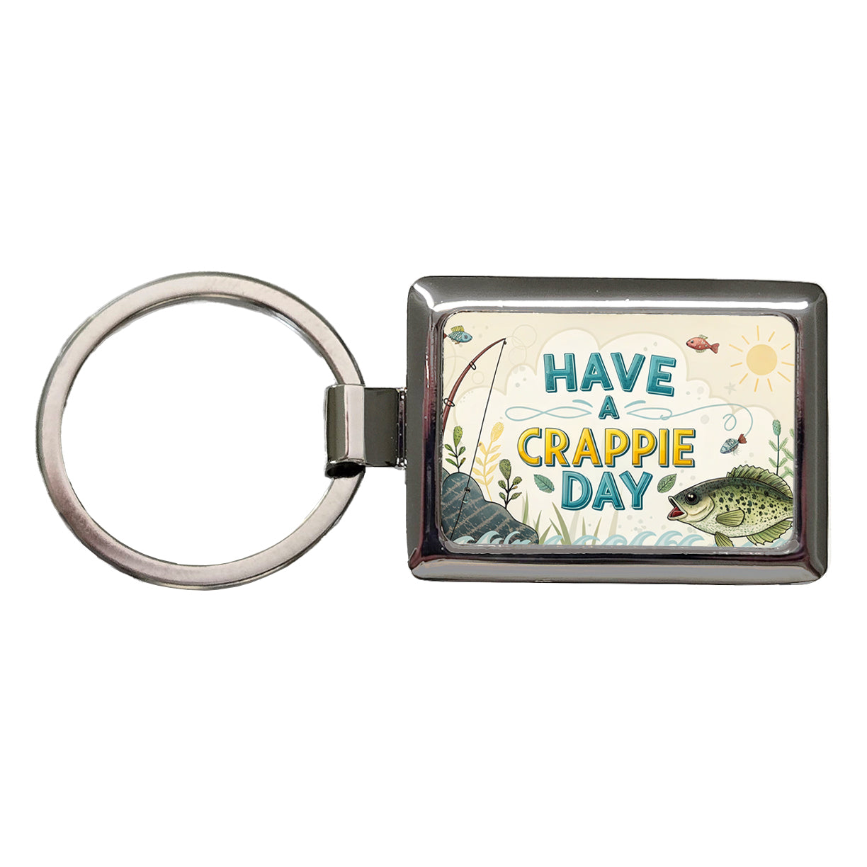 Have a Crappie Day Funny Fishing Fish Saying Rectangle Metal Keychain