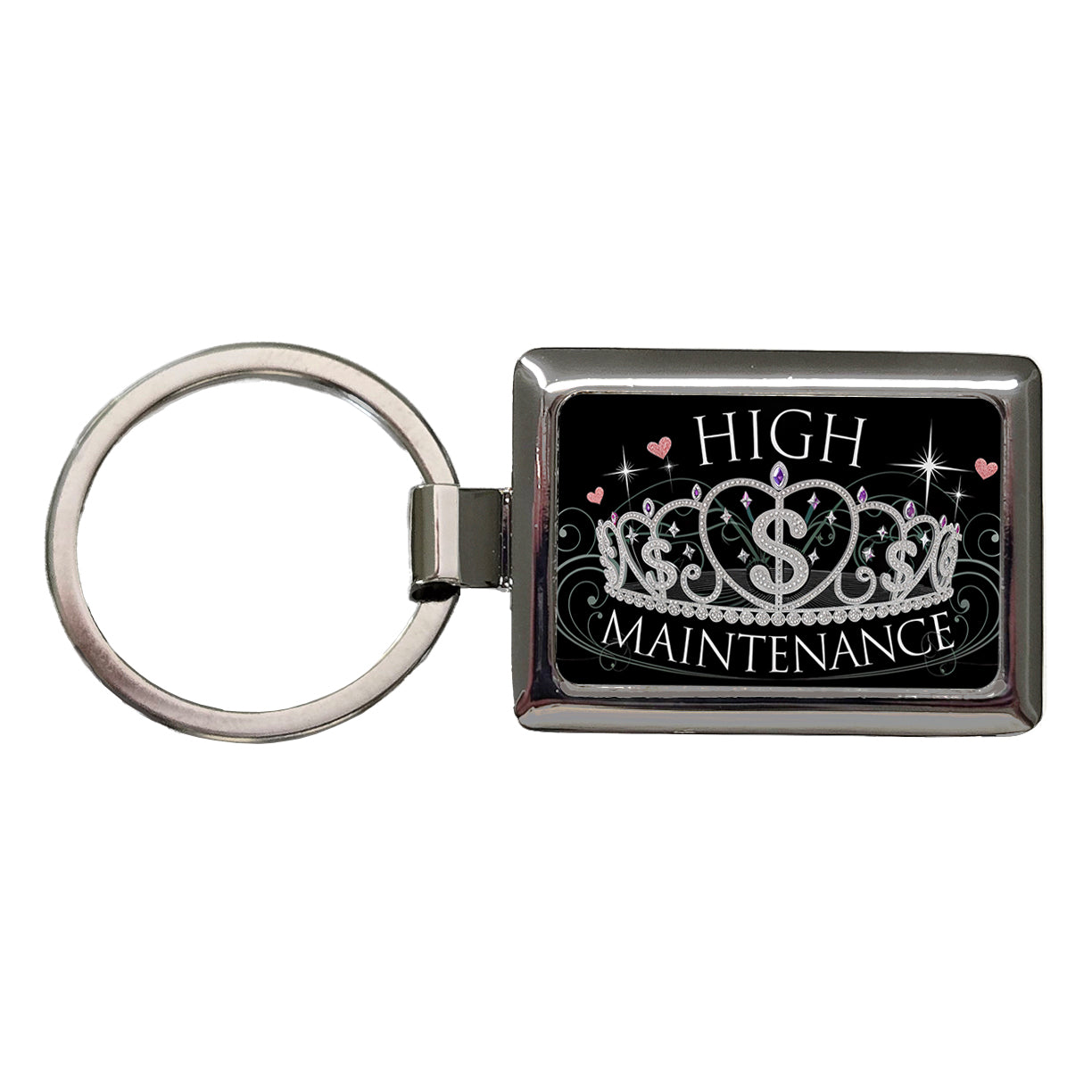 High Maintenance Diamonds Tiara Princess Funny Rectangle Metal Keychain