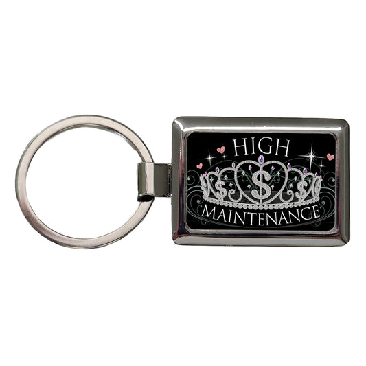 High Maintenance Diamonds Tiara Princess Funny Rectangle Metal Keychain