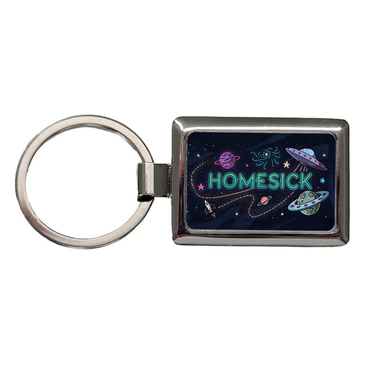 Homesick UFO Sci-Fi Funny Saying Rectangle Metal Keychain