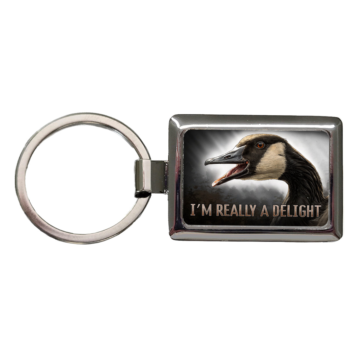 I'm Really a Delight Angry Canadian Canada Goose Funny Rectangle Metal Keychain