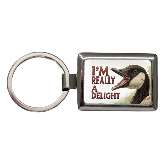 I'm Really a Delight Funny Angry Canadian Goose Rectangle Metal Keychain