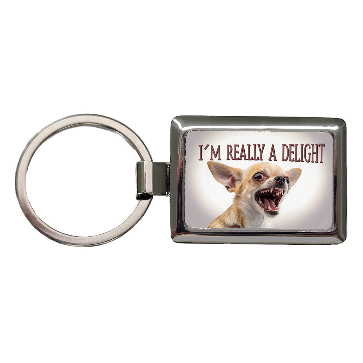 I'm Really a Delight Funny Angry Chihuahua Rectangle Metal Keychain