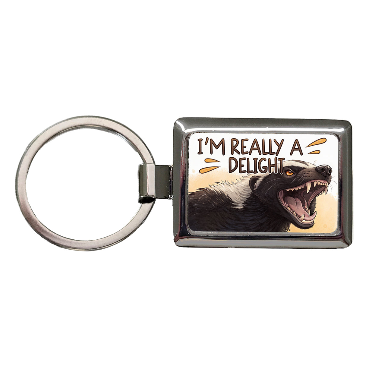 I'm Really a Delight Funny Angry Honey Badger Rectangle Metal Keychain