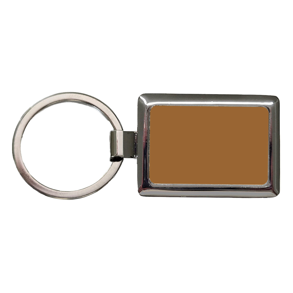 It's Just a Solid Brown Color Rectangle Metal Keychain