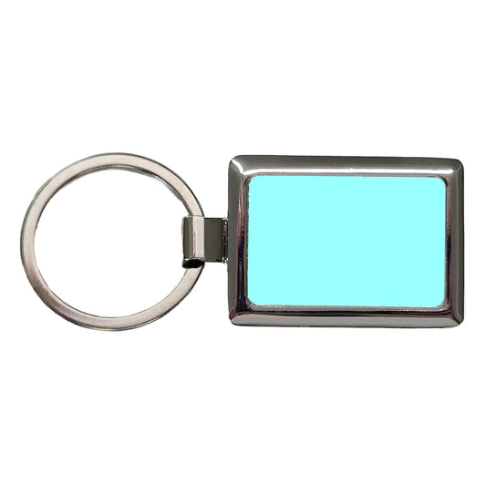 It's Just a Solid Light Blue Color Rectangle Metal Keychain