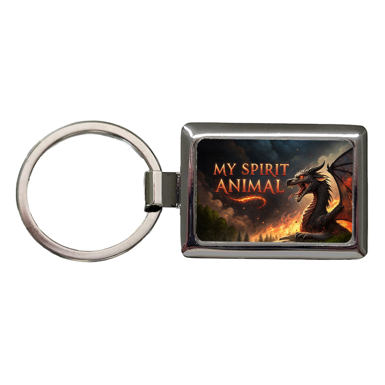 My Spirit Animal Fierce Dragon Funny Rectangle Metal Keychain