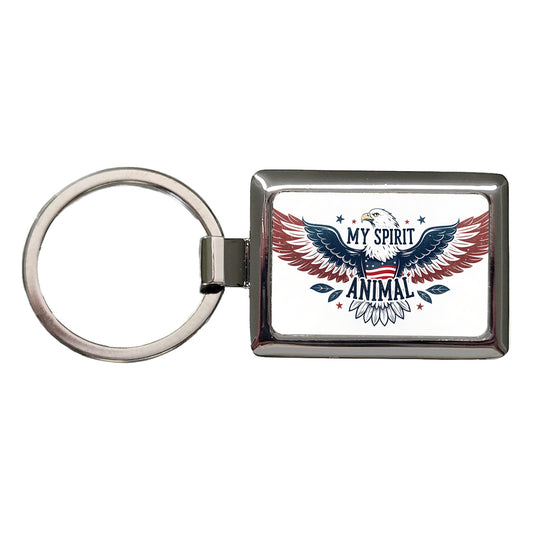 My Spirit Animal Patriotic American Bald Eagle Rectangle Metal Keychain