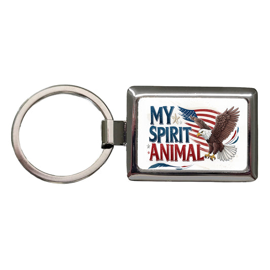 My Spirit Animal Patriotic Bald Eagle Rectangle Metal Keychain