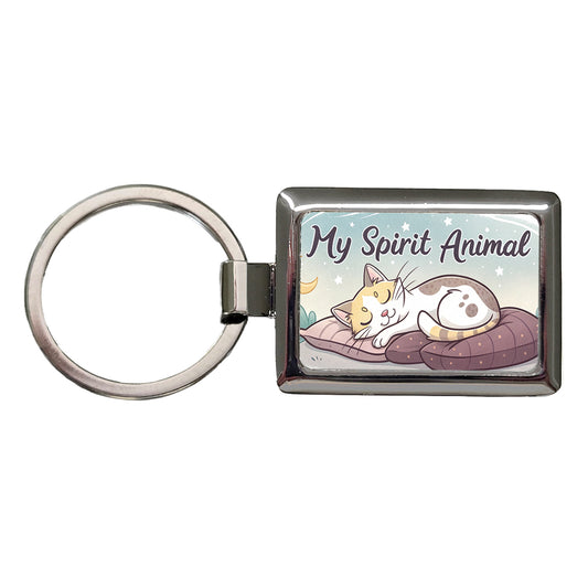 My Spirit Animal Sleeping Cat Funny Rectangle Metal Keychain