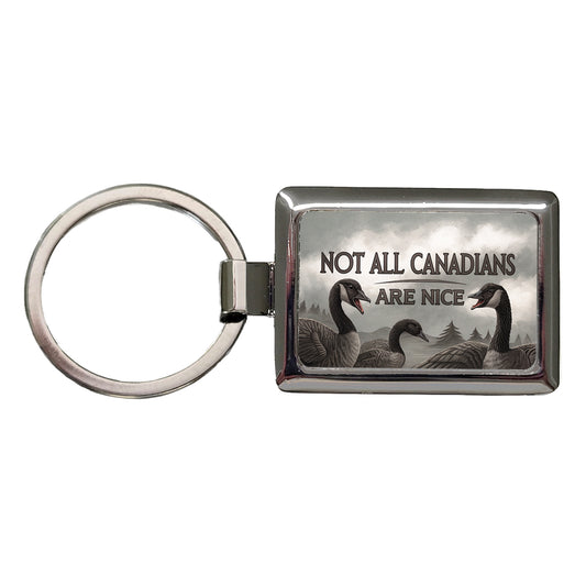 Not All Canadians Are Nice Angry Canada Geese Funny Rectangle Metal Keychain