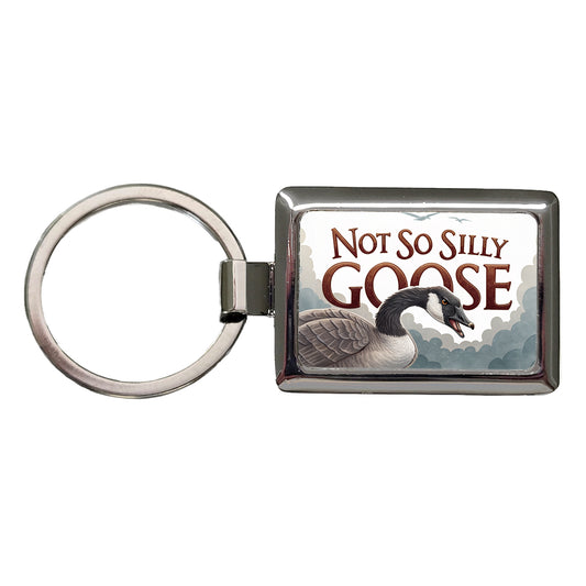 Not So Silly Goose Angry Canadian Goose Funny Rectangle Metal Keychain