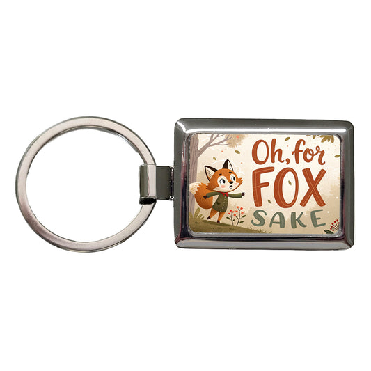 Oh For Fox Sake Funny Saying Rectangle Metal Keychain