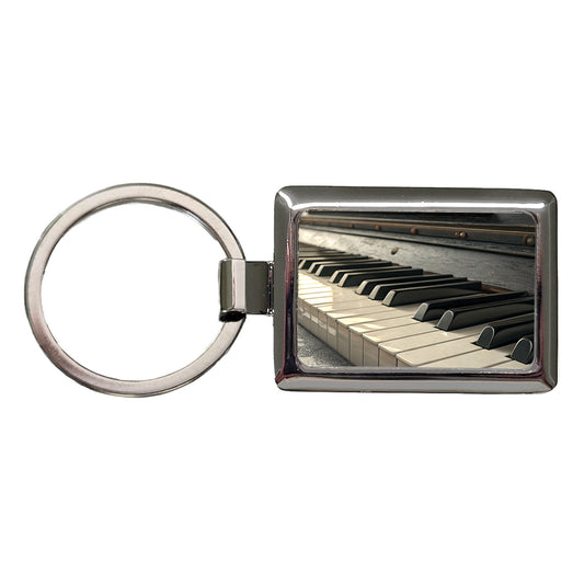 Piano Keys Close-up Rectangle Metal Keychain