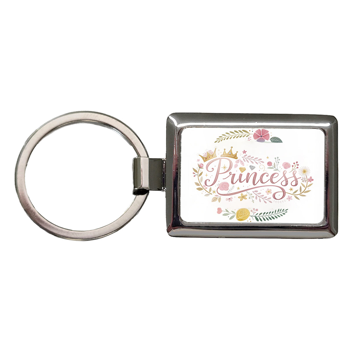 Princess Floral Cute Funny Rectangle Metal Keychain