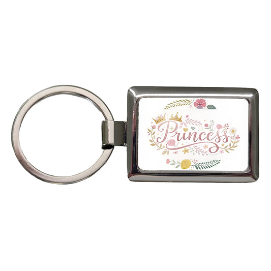 Princess Floral Cute Funny Rectangle Metal Keychain