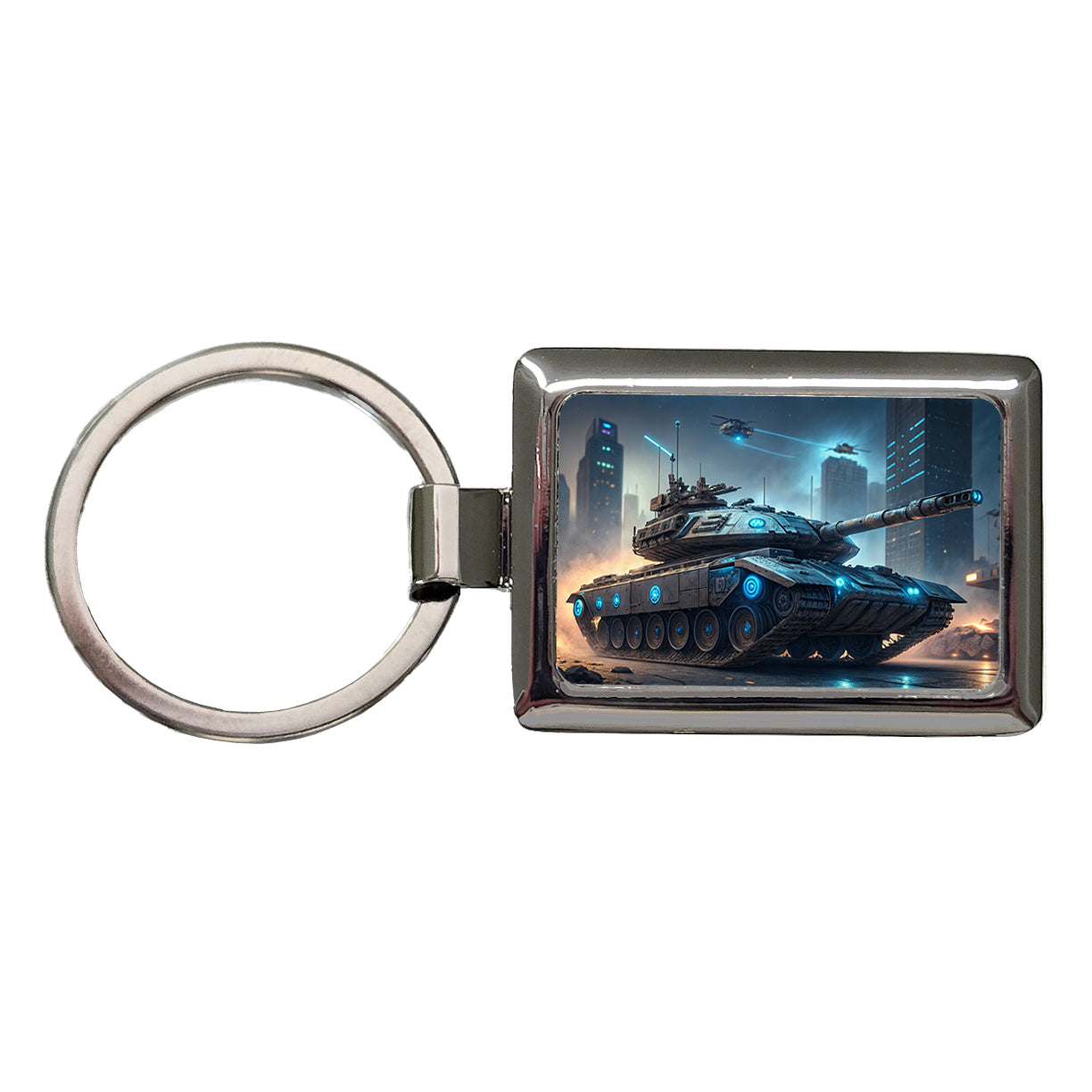 Sci-Fi Tank Urban Warfare Rectangle Metal Keychain