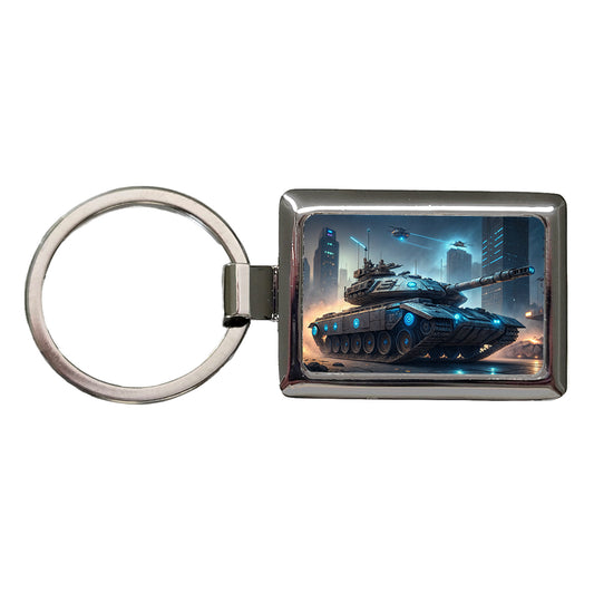 Sci-Fi Tank Urban Warfare Rectangle Metal Keychain