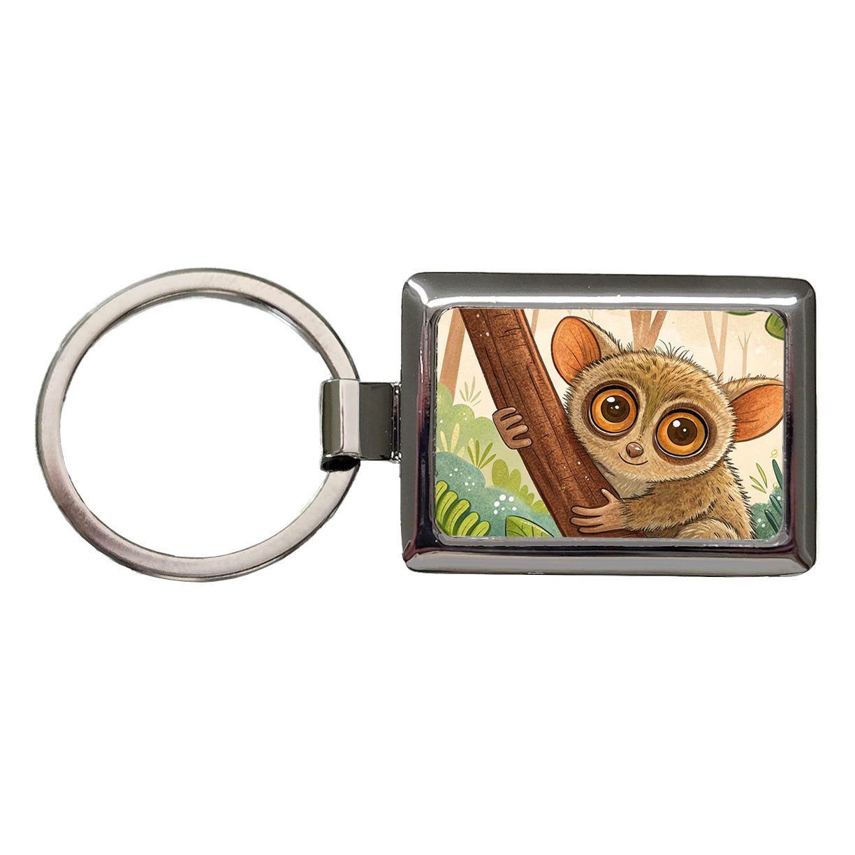 Tarsier Children's Illustration Style Rectangle Metal Keychain